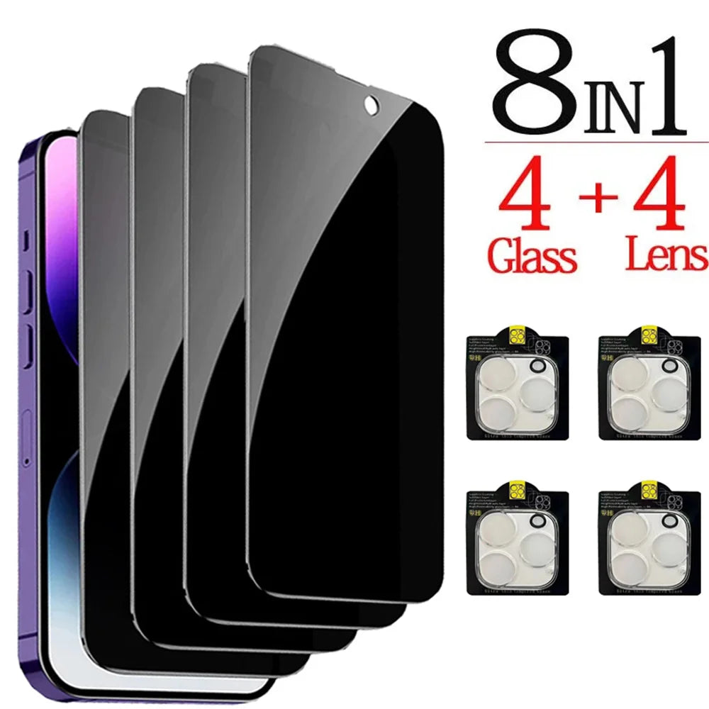 Anti-Spy Glass For iPhone 16 15 14 13 Pro Max Privacy Screen Protectors & Camera Protection Film For iPhone15 12 11 Pro mica