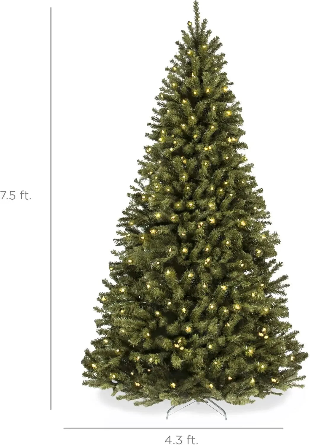 7.5ft Pre-Lit Spruce Artificial Holiday Christmas Tree for Home, Office, Party Decoration w/ 550 Incandescent Lights