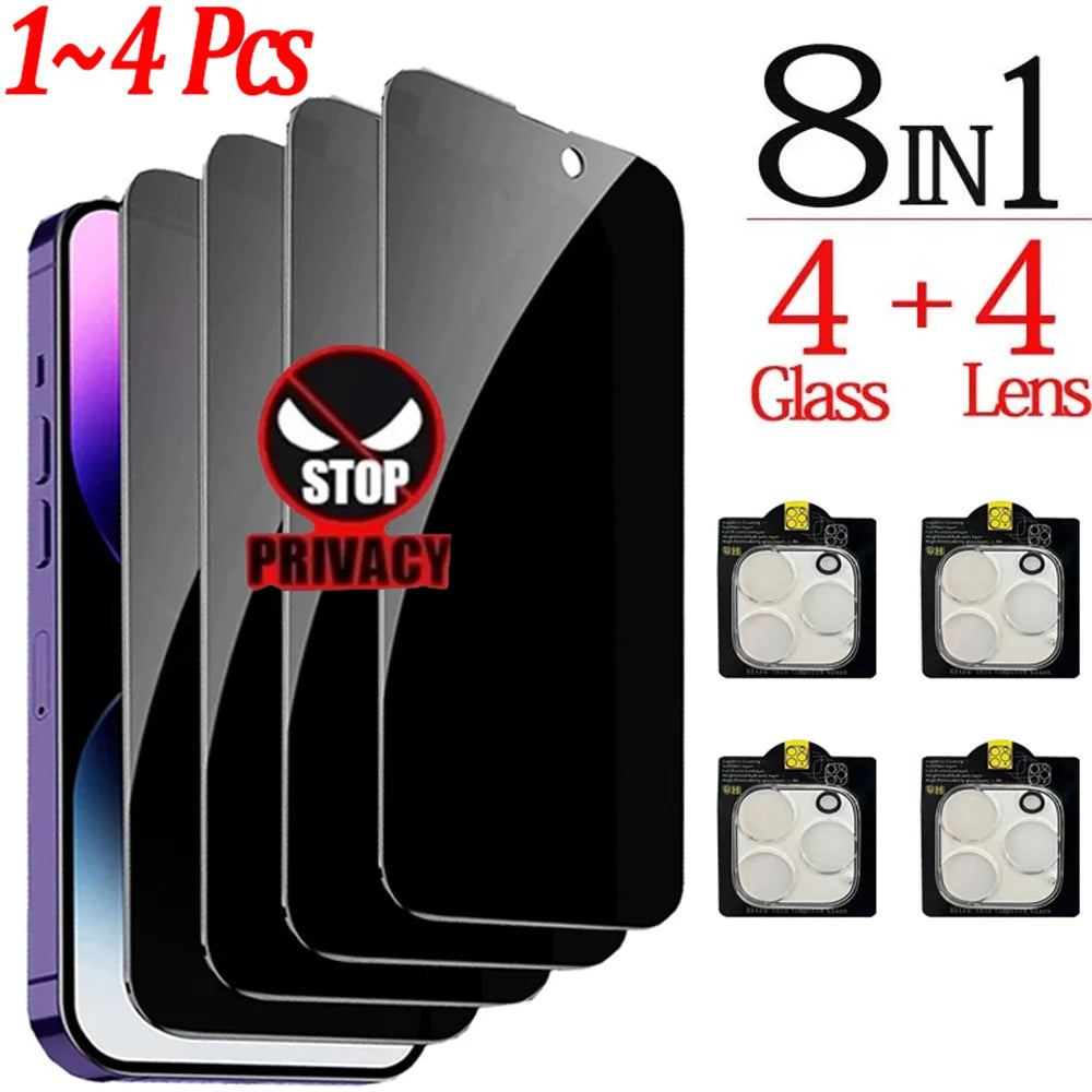 Anti-Spy Glass For iPhone 16 15 14 13 Pro Max Privacy Screen Protectors & Camera Protection Film For iPhone15 12 11 Pro mica